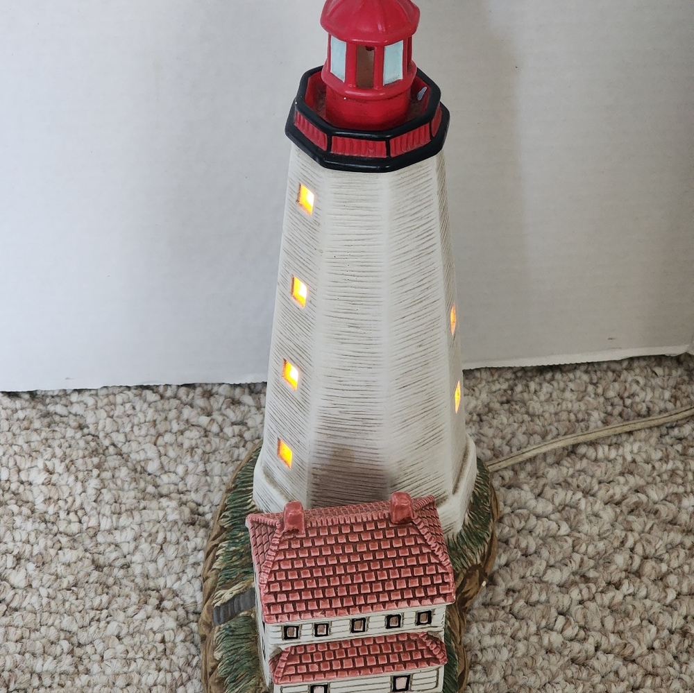Lighthouse Accent Lamp with Red and White Design - Picture 3 of 8